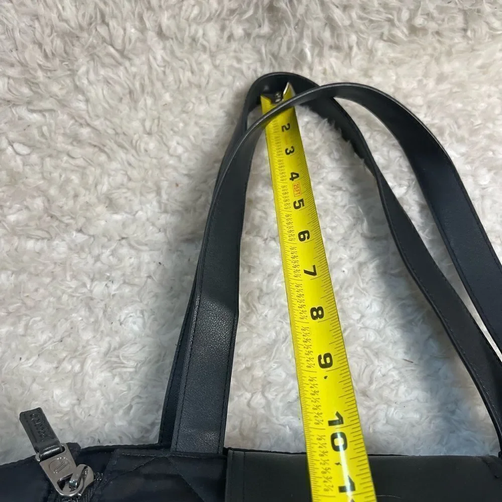 Paper Clip Black Nylon Quilted Large Diaper Bag silver tone hardwares.